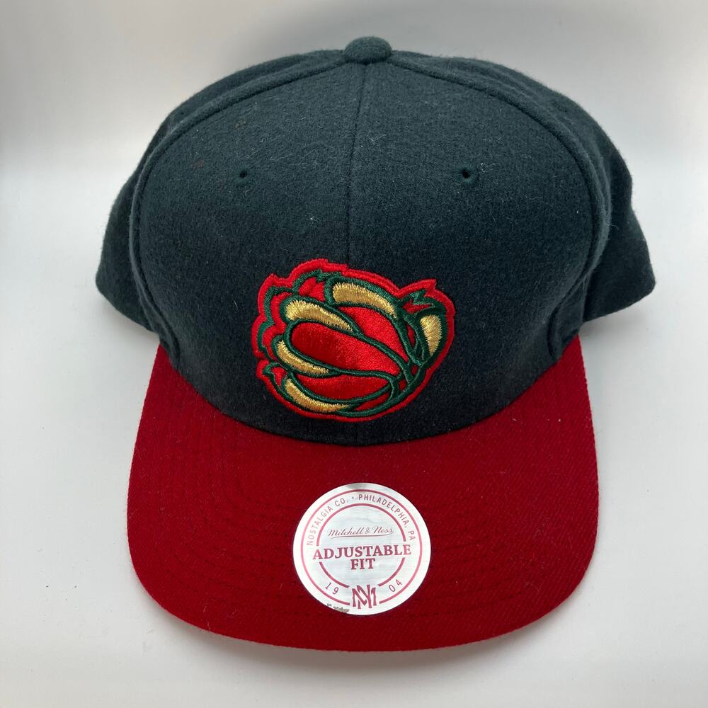 Mitchell & Ness Hardwood Classics Toronto Huskies Wool Snapback Hat Red‎ Green